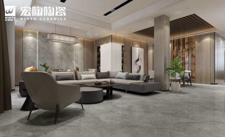  币游抛釉砖沃斯特灰装修效果图